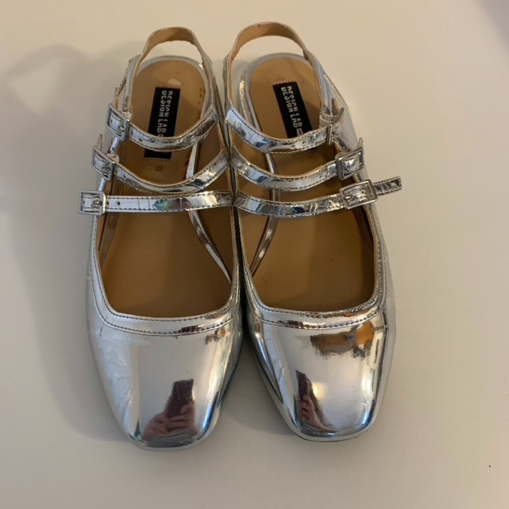 Design Lab Metallic Mary Janes Flats - Size 7